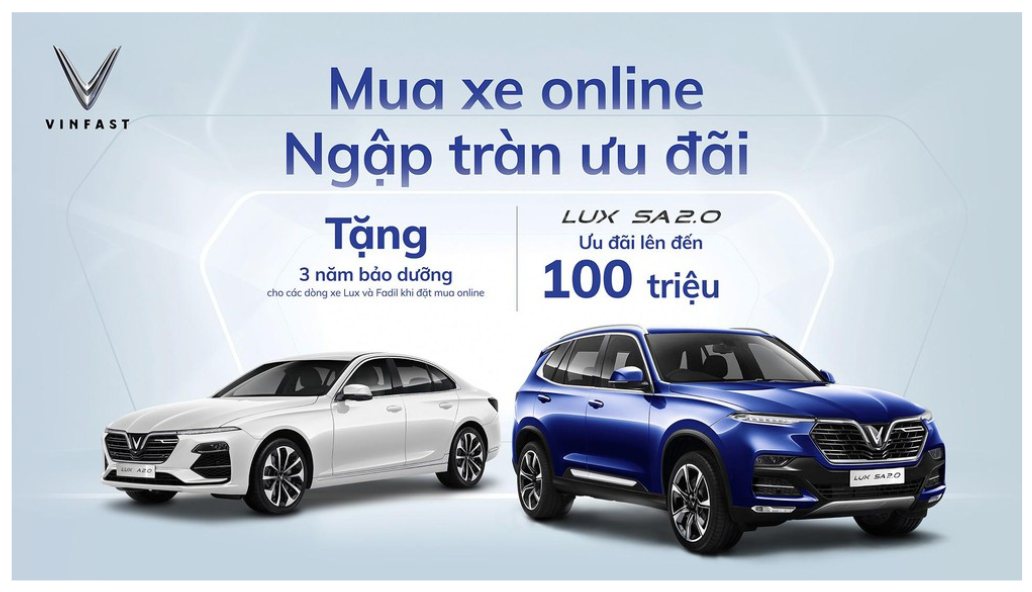 MUA VINFAST TRỰC TUYẾN, HƯỞNG TRỌN ƯU ĐÃI KÉP